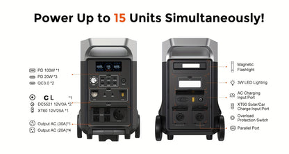 FOSSiBOT F3600 Pro Solar Generator, 3840 Wh LiFePO4 Portable Power Station, 3 X 230 V AC Output 3600 W 7200 W Peak, Storm Generator, Fast Power Storage, Charging, Travel Power Station, Outdoor Road Trips, Christmas, Festival,