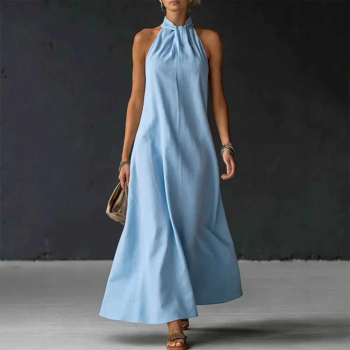 Women's Off-Shoulder Sleeveless Cross-Strap Dress