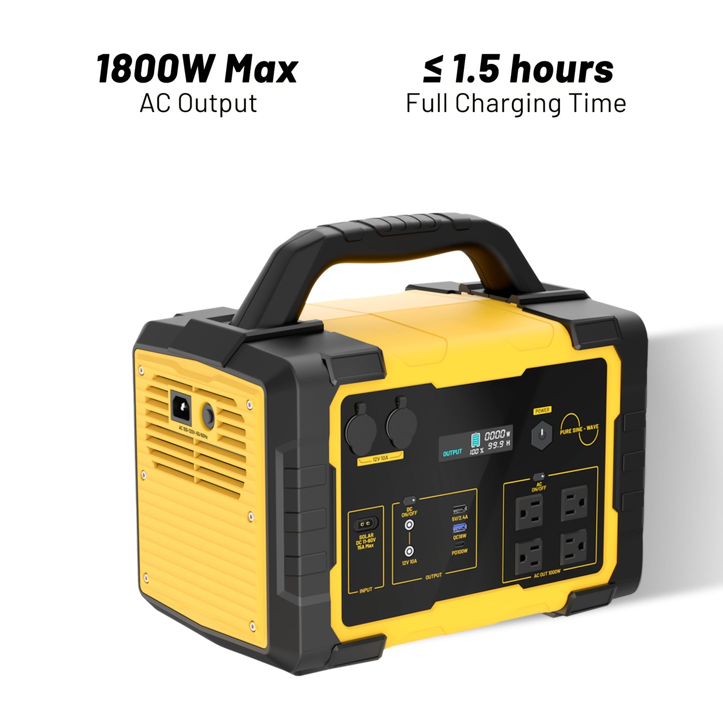 1800W 1024Wh Portable Power Station with 200W Solar Panel, 1024Wh LiFePO4 Battery, 1.2H Fast Charging, UPS Function, 4x1800W AC/100W USB-C Output Use As A Solar Generator for Home Backup Power, Camping & RVs, CPAP