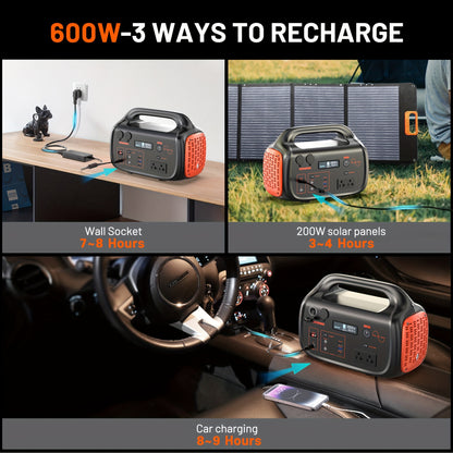 647Wh Solar Generator 600W with 200W Solar Panel - Portable Power Station, 120V Pure Sine Wave AC Outlet & 60W USB-C PD Fast, Lithium Battery Backup for Camping, RV, Home, Emergencies - Peak 1200W ()