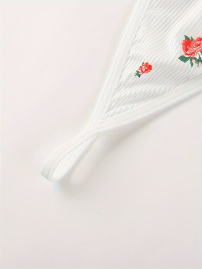 Sultry Floral Print Slip Dress, Criss Cross Back Sleeveless Babydoll, Women's Sexy Lingerie & Underwear