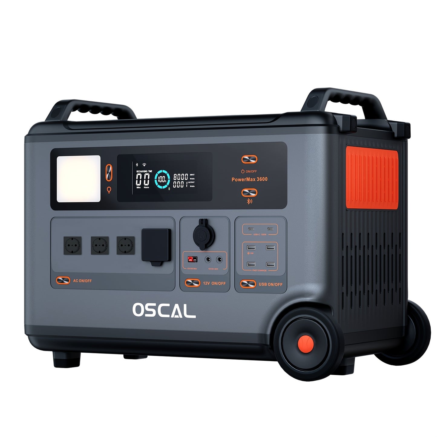 [PowerMax 6000, Solar Generator] OSCAL PowerMax 6000 Series Portable Power Station - 6000W(Surge 7200W) 3600Wh LiFeP04 Solar Generator with 400W Solar Panel, 1.4H Full Charge, 5ms UPS, DC/AC Bi-Directional Inverter for Home U