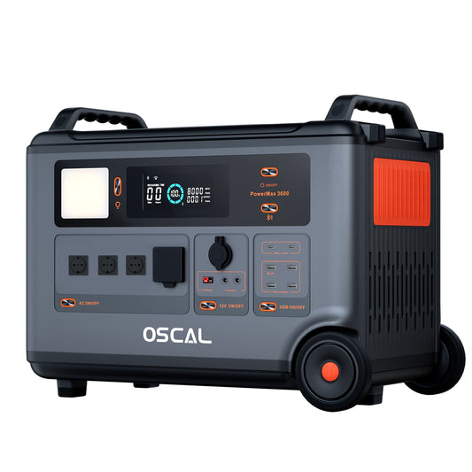 [PowerMax 6000, Solar Generator] OSCAL PowerMax 6000 Series Portable Power Station - 6000W(Surge 7200W) 3600Wh LiFeP04 Solar Generator with 400W Solar Panel, 1.4H Full Charge, 5ms UPS, DC/AC Bi-Directional Inverter for Home U
