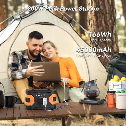 200W Peak Power Station, Flashfish CPAP Battery 166Wh 45000mAh Backup Power Pack 110V 150W Lithium Battery Pack Camping Solar Generator For CPAP Camping Home Emergency Power Supply