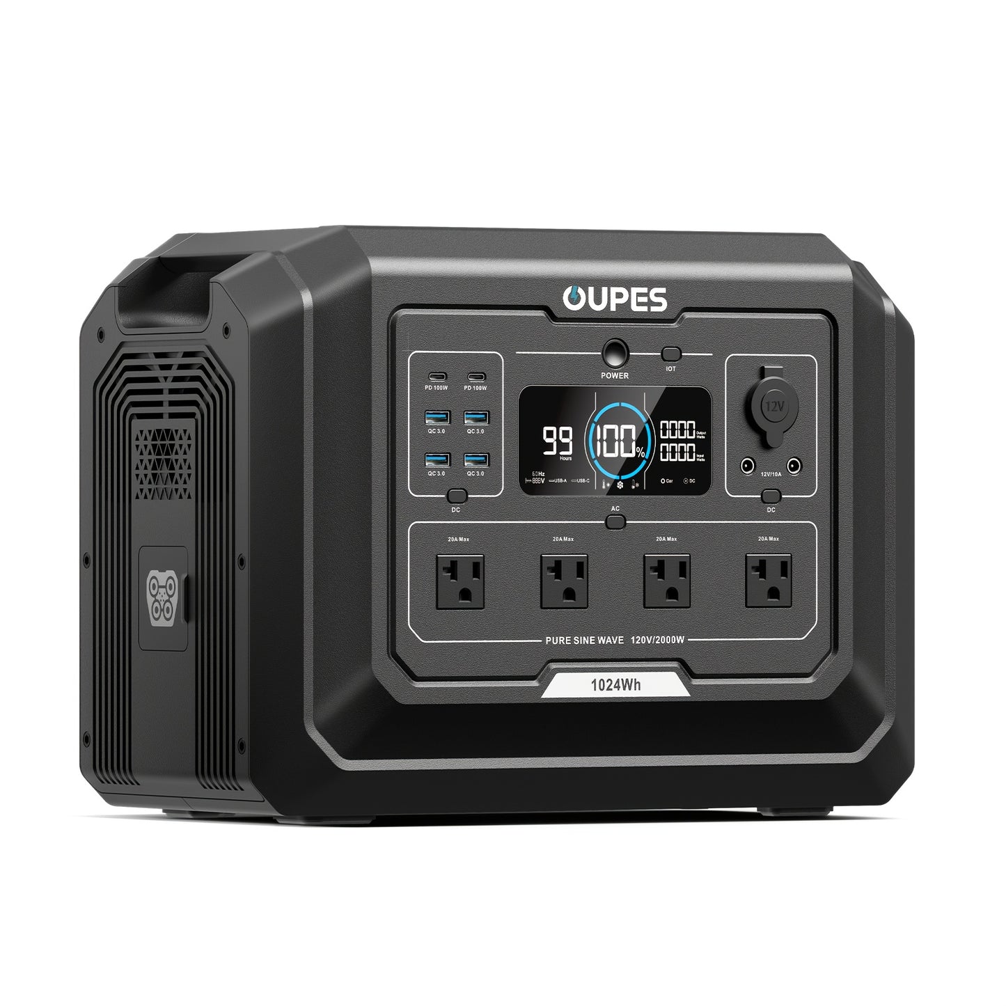 OUPES 2000w 1024Wh Portable Power Station Backup LiFePO4 Battery, 110V/2000W Pure Sine Wave AC Outlet, Solar Generator For Outdoors Camping Travelling And Emergencies.