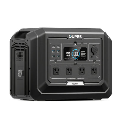 OUPES 2000w 1024Wh Portable Power Station Backup LiFePO4 Battery, 110V/2000W Pure Sine Wave AC Outlet, Solar Generator For Outdoors Camping Travelling And Emergencies.