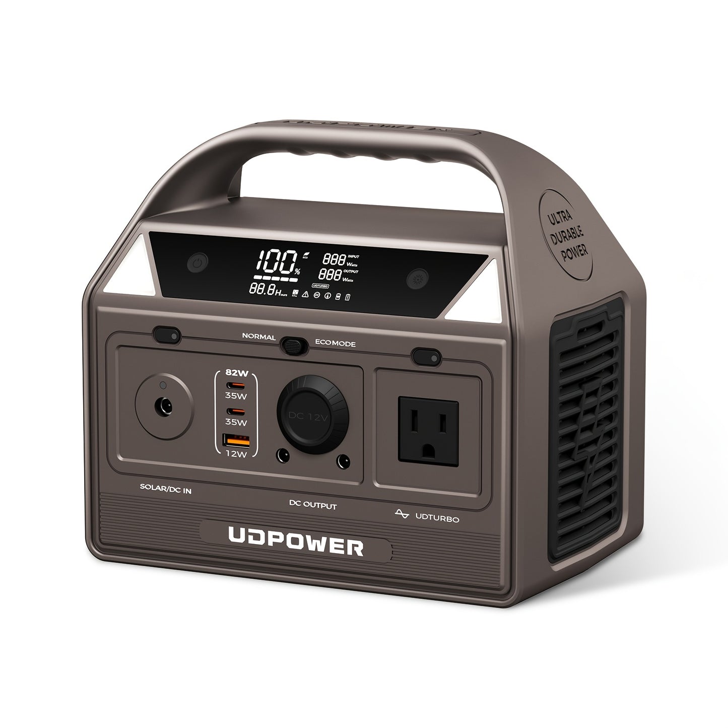 UDPOWER Portable Solar Generator - 1200W, 800W, 400W Options, AC Outlet, 2 DC & 3 USB Ports, Backup Battery for Outdoor Trips, Camping & Emergency, Outdoor Power Station | Modern Power Station | Durable Power Source, Portable