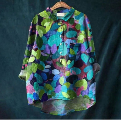 Women's 3D-patterned Long-sleeve Button-up Top