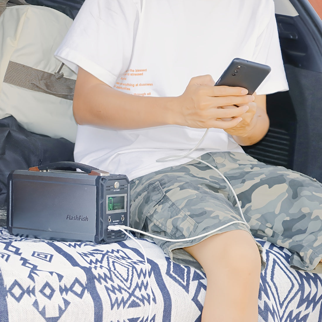 60000mAh FlashFish Portable Power Station - 300W Solar Generator with 110V AC Out, DC 12V, QC USB Ports, Rechargeable by Solar Panel, Wall Outlet, Car for CPAP, Camping, Travel and More