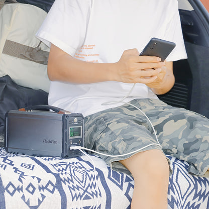 60000mAh FlashFish Portable Power Station - 300W Solar Generator with 110V AC Out, DC 12V, QC USB Ports, Rechargeable by Solar Panel, Wall Outlet, Car for CPAP, Camping, Travel and More