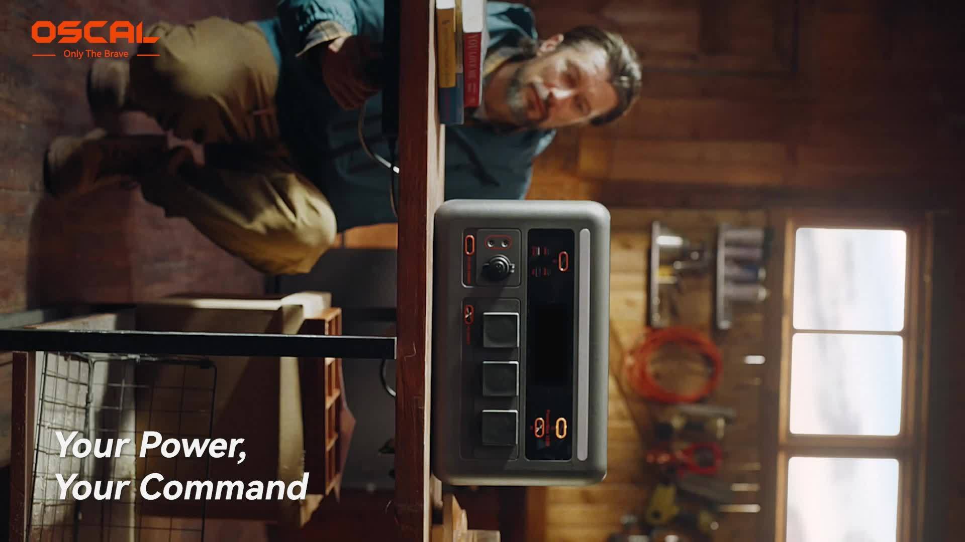 (2025 New) OSCAL Solar Generator With 2x100W Solar Panel PowerMax 1800, 1024Wh LiFePO4 Battery Generator With 3 AC Outlets (3200W Surge), 700W AC Charging, App Control Power Station For Home Backup