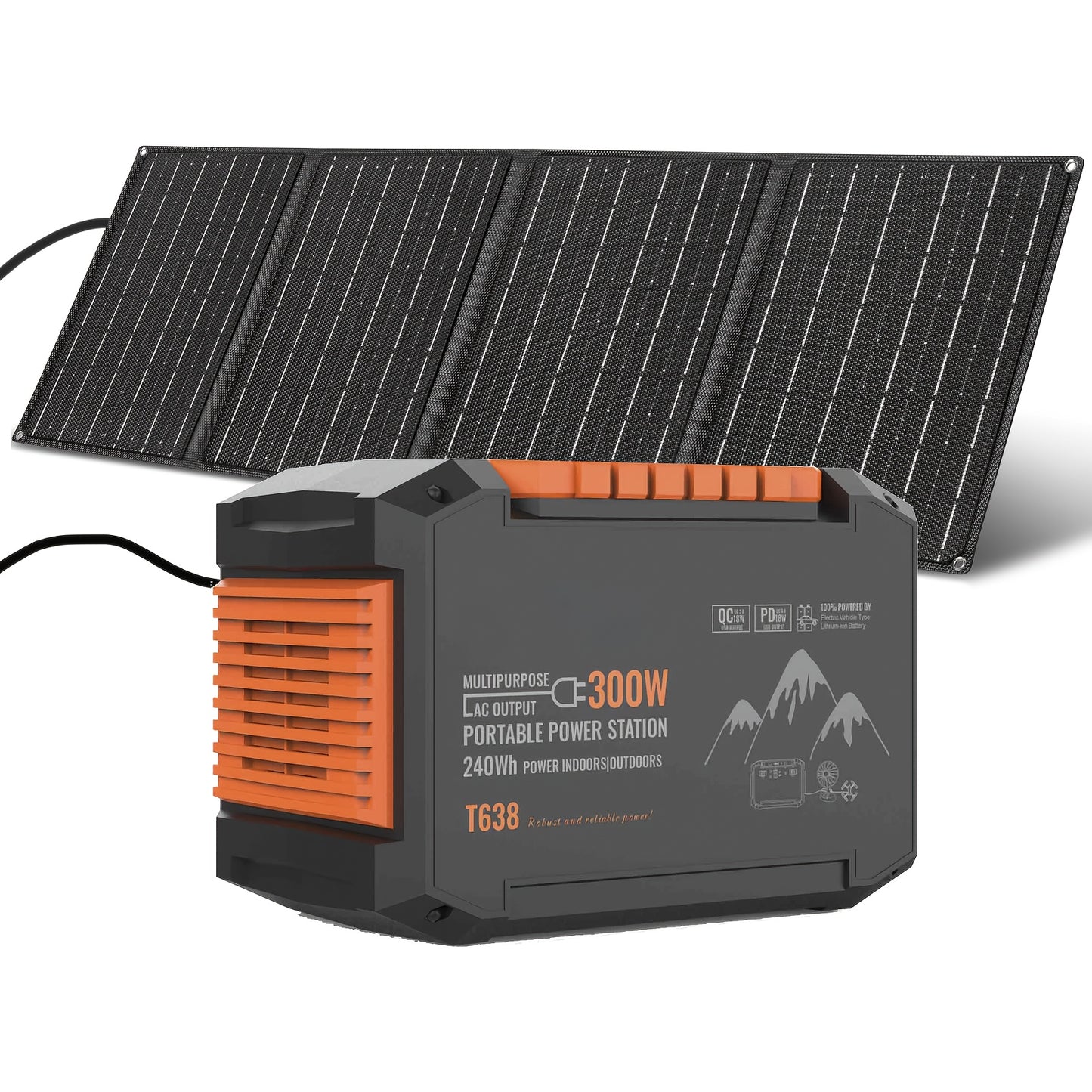 Portable Power Station 237/111/88/83Wh With 60/40/30/21W Solar Panels With AC Outlet 110V(3*USB A, 2*USB C, 2*AC, 2*DC) Solar Generator For Travel Home Emergency Hurricaneth
