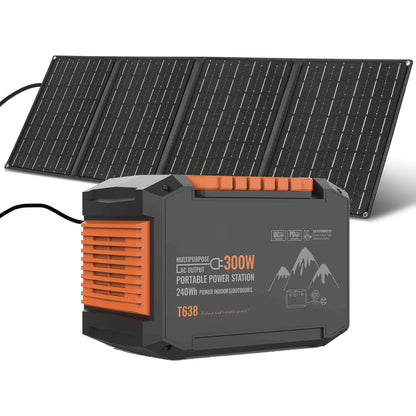 Portable Power Station 237/111/88/83Wh With 60/40/30/21W Solar Panels With AC Outlet 110V(3*USB A, 2*USB C, 2*AC, 2*DC) Solar Generator For Travel Home Emergency Hurricaneth