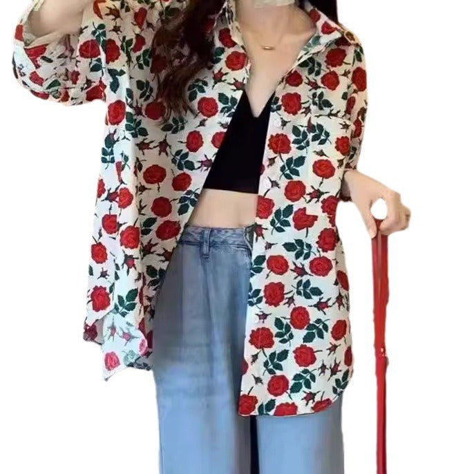 Women's Loose Casual Hawaiian Floral Shirt