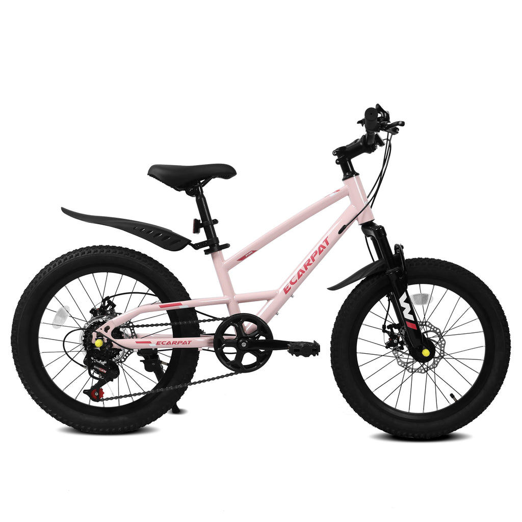 20 Inch Mountain Kids Bike For Boys & Girls, Ages 6-12, 7-Speed With Front Suspension