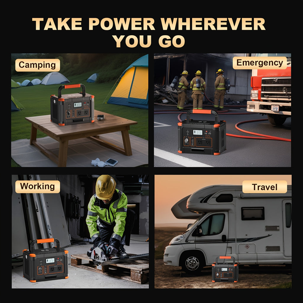 500W 519Wh Portable Power Station, Solar Generator & Lithium Battery Power Bank with 2x 110V AC Outlets,5 Overload & Overheat, Compact & Lightweight for RV, Camping, Home Backup, Outdoor Adventures - Solar, Quiet Operation, M