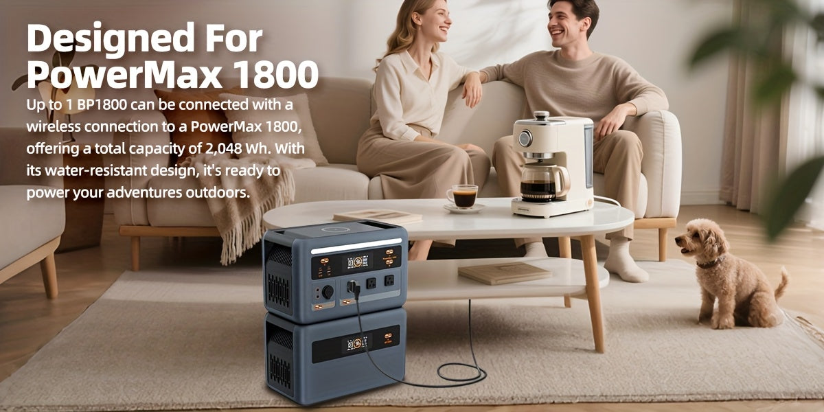 (2025 New) OSCAL Solar Generator With 2x100W Solar Panel PowerMax 1800, 1024Wh LiFePO4 Battery Generator With 3 AC Outlets (3200W Surge), 700W AC Charging, App Control Power Station For Home Backup