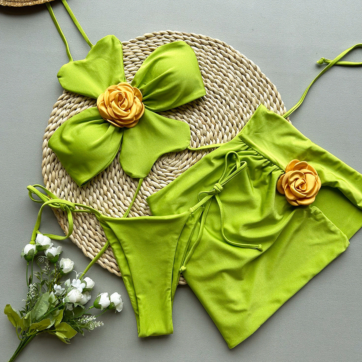 Three-Piece Bikini Set Sexy  Style Floral Separated Women's Swimsuit