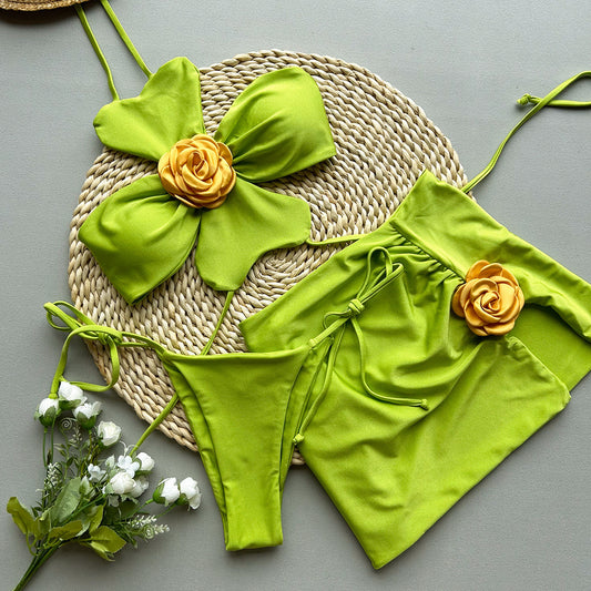 Three-Piece Bikini Set Sexy  Style Floral Separated Women's Swimsuit