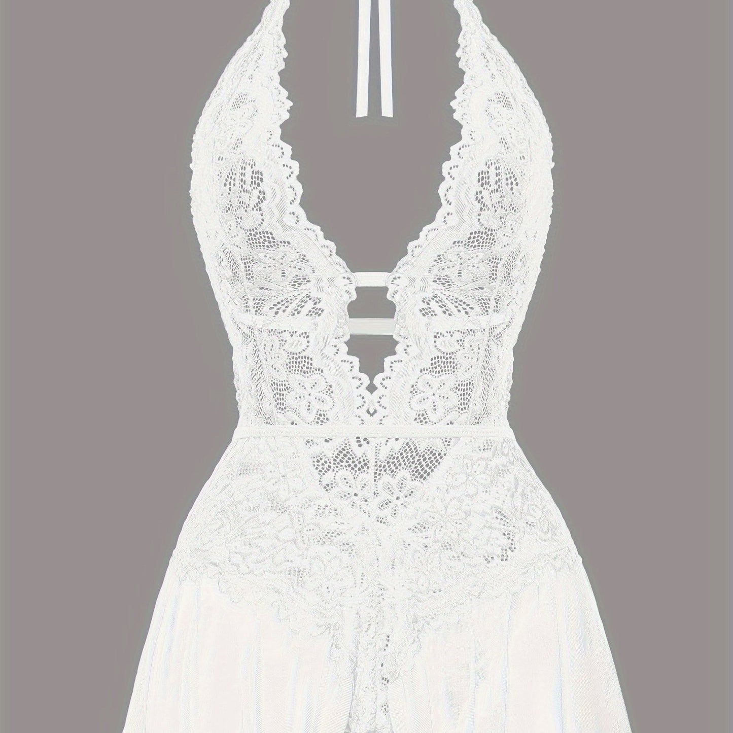 Sultry Floral Lace Teddy Bodysuit - Teddies with Halter Strappy Backless Open Crotch Design, Sexy Women's Lingerie & Underwear for Romantic Nights Out