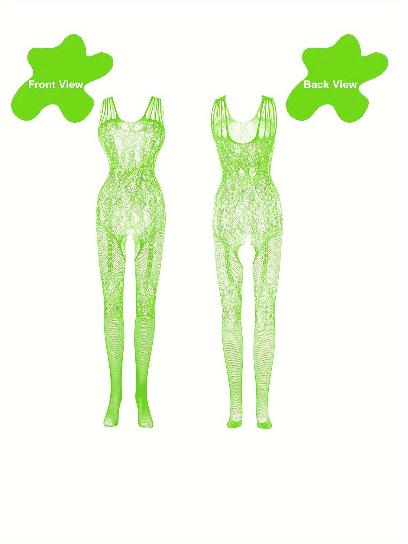 4 sets Sexy Fishnet Bodystocking with Open Crotch and Jacquard Design - Women's Lingerie and Underwear