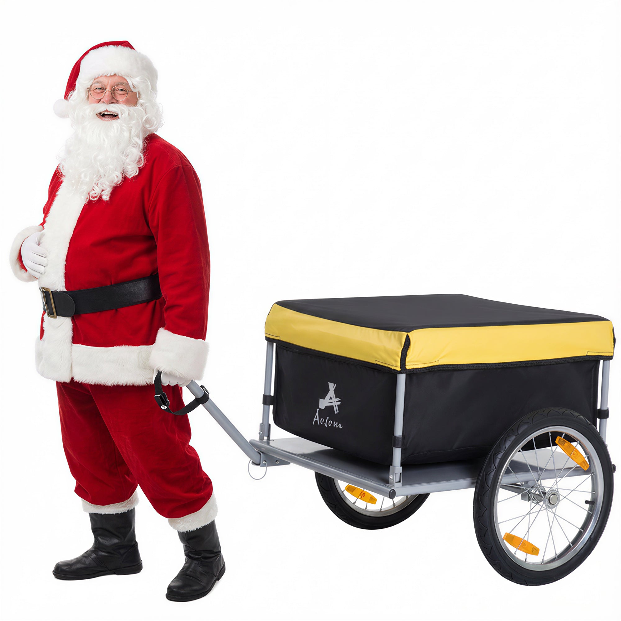 Bicycle Cargo Trailer, Two-Wheel Bike Luggage Wagon Trailer with Removable Cover, Fits 20" - 26" Bicycle Wheels, Yellow