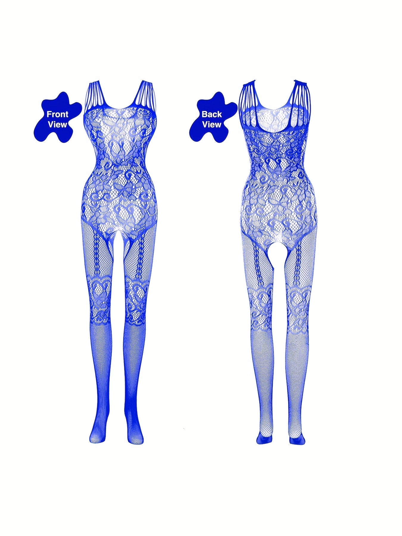 4 sets Sexy Fishnet Bodystocking with Open Crotch and Jacquard Design - Women's Lingerie and Underwear