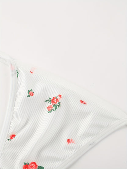 Sultry Floral Print Slip Dress, Criss Cross Back Sleeveless Babydoll, Women's Sexy Lingerie & Underwear