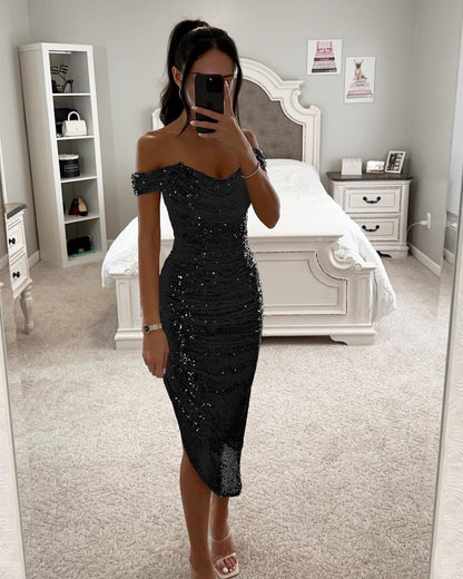 Sparkle Dress with Zipper, Casual Fashion Party Dress,