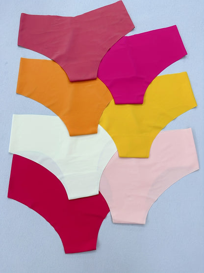 7pcs Seamless Solid Briefs, Comfy & Breathable Stretchy Intimates Panties, Women's Lingerie & Underwear