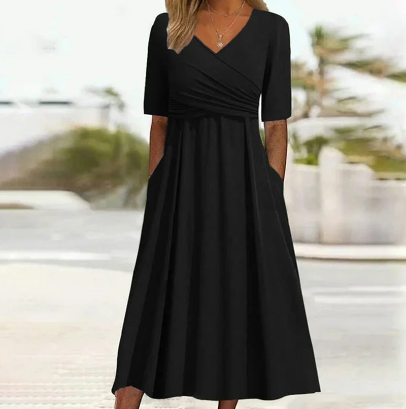 Short sleeved dress with front cross personalized dress