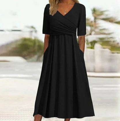 Short sleeved dress with front cross personalized dress