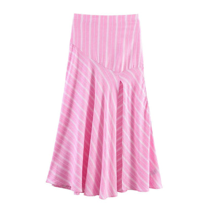 Style Striped Shirt Dress Mid-Length Dress