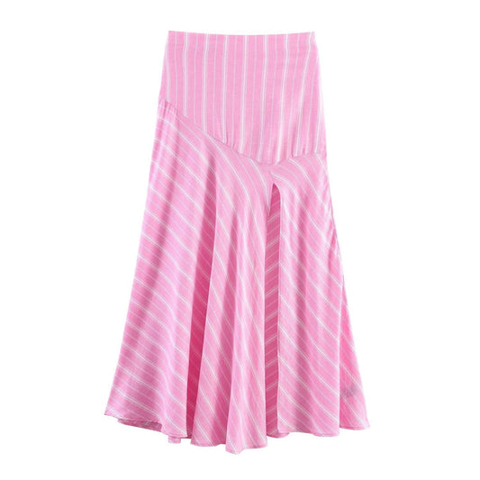 Style Striped Shirt Dress Mid-Length Dress