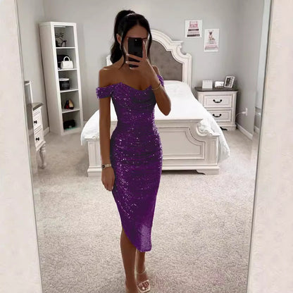 Sparkle Dress with Zipper, Casual Fashion Party Dress,
