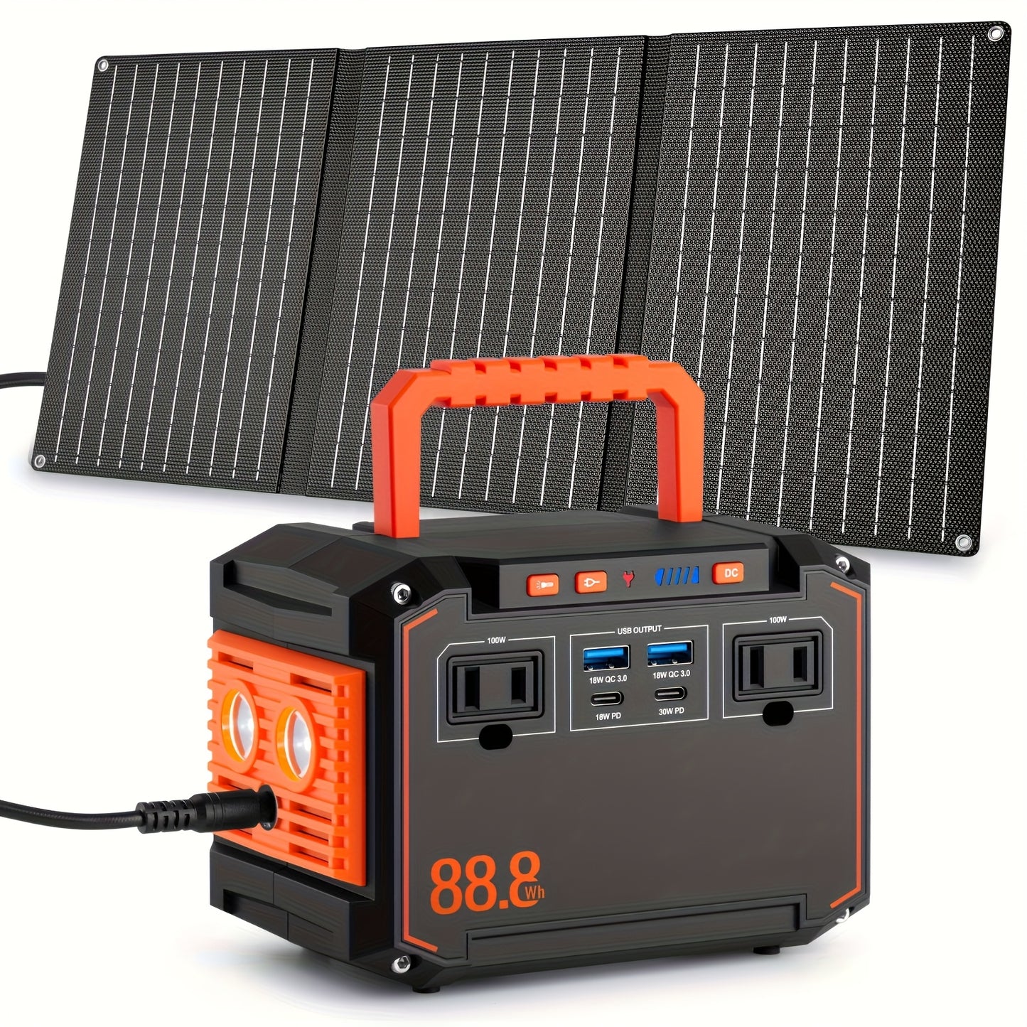 Portable Solar Generator with Solar Panels - 350W/150W Peak & Power Station, 240Wh/111Wh/88.8Wh, /USB Outlets, Compatible for Camping, Emergency Backup, CPAP, Fans, Laptops, Mini Fridge (Solar Panels Included)