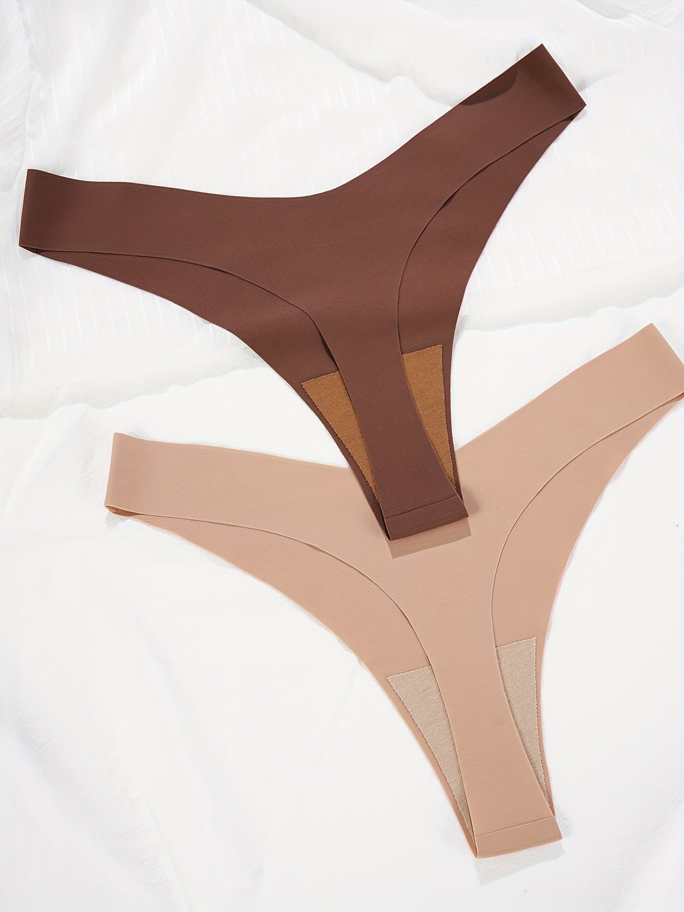 7pcs Seamless Solid Thongs, Soft & Comfy Stretchy Intimates Panties, Women's Lingerie & Underwear