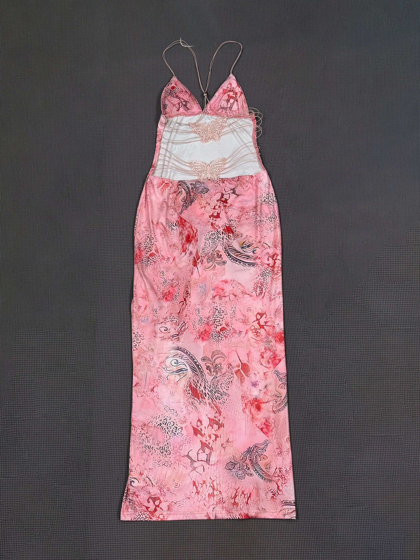 Vibrant Floral Print Mesh Babydoll Dress - Flowy Slip Style with Breathable Fabric, Delicate Butterfly Pattern, Backless Design, and Sultry Appeal - Exclusively for Women, Lingerie and Underwear Collection, Perfect for Everyd