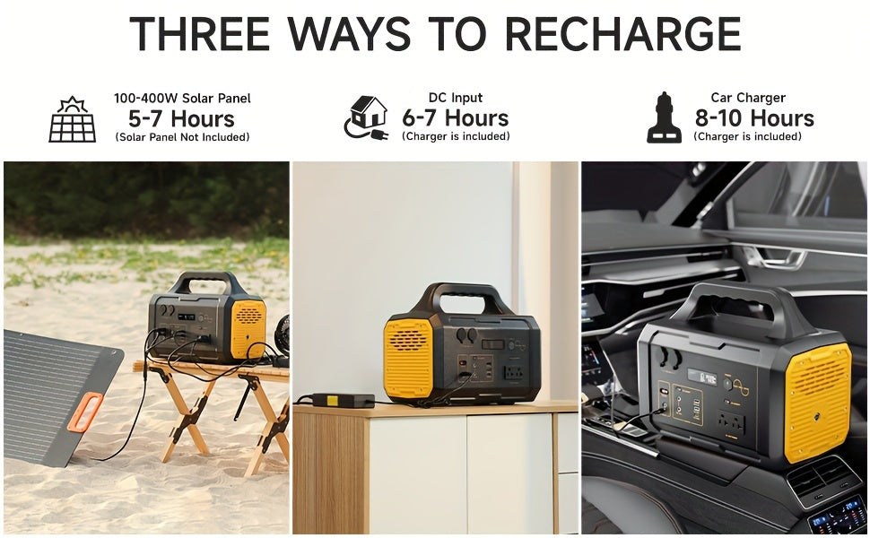 Portable Power Station For Camping 1000W, 1075Wh LiFePO4 Battery-Powered Generator With 1000W AC Outlets, 100W PD, USB, 9 Output Ports, Solar Generator For Camping Gear, Survival Gear, Home Backup, Outdoor Adventures, And Eme