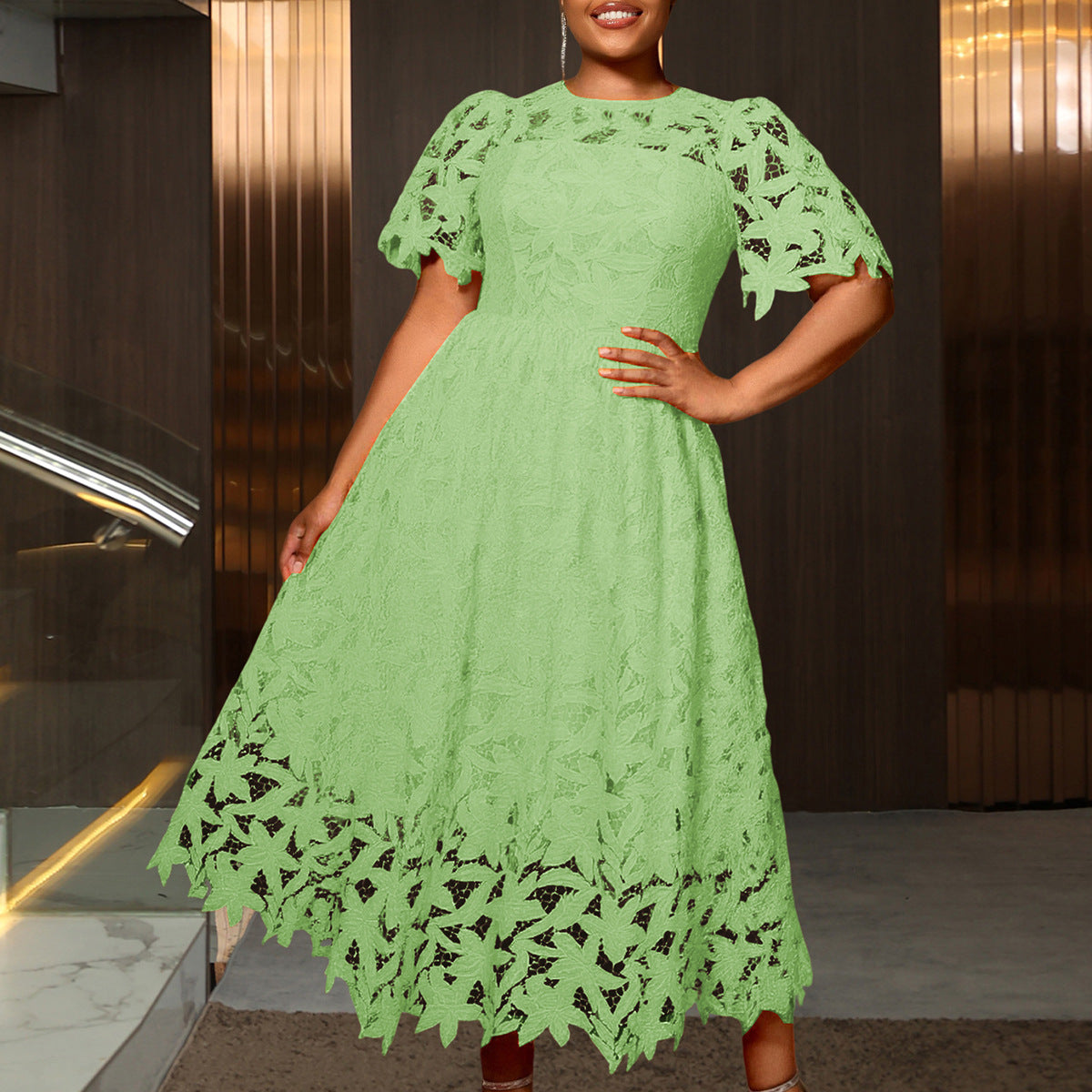 High-end Style Crew-neck Dress