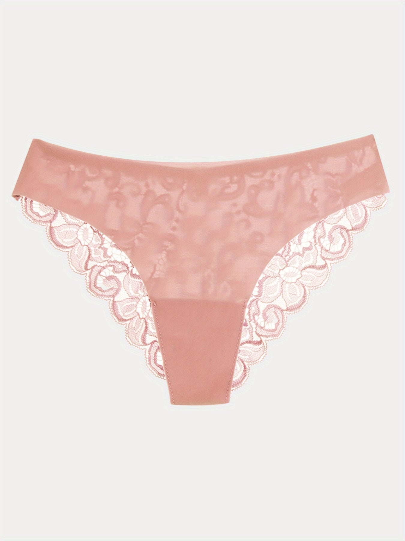 6pcs Contrast Lace Briefs, Comfy & Seamless Scallop Trim Intimates Panties, Women's Lingerie & Underwear