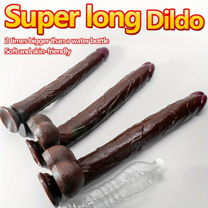 1pc Black Extra Long Dildo, Liquid Silicone Long Simulation Dildo, For Women Masturbation Dildo, Couple Sexy Adult Supplies Fake Penis