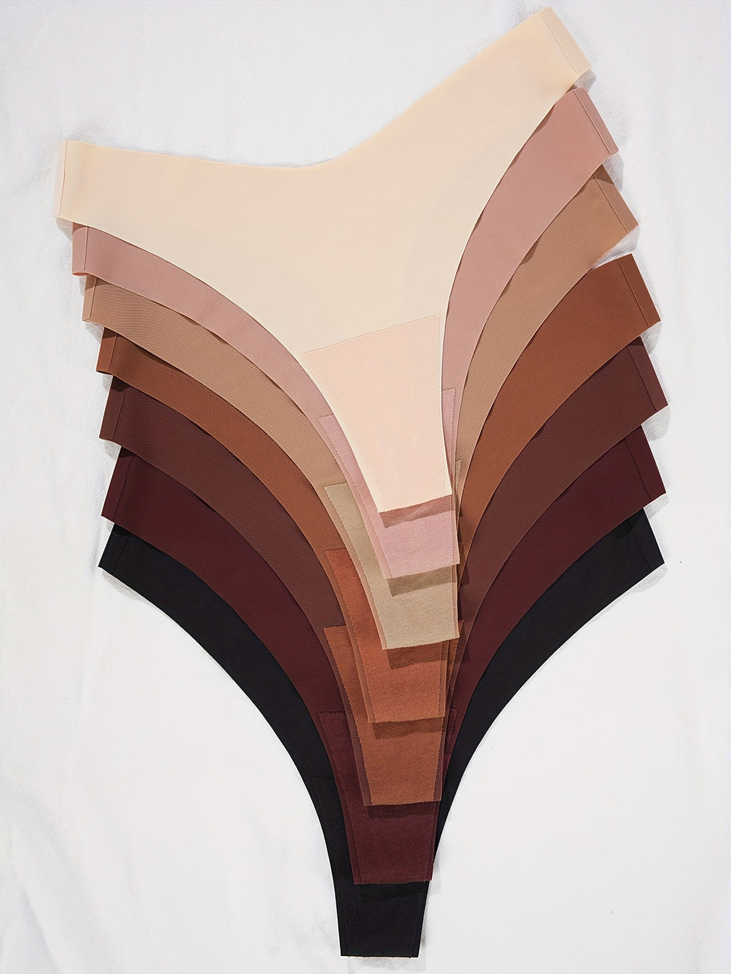 7pcs Seamless Solid Thongs, Soft & Comfy Stretchy Intimates Panties, Women's Lingerie & Underwear