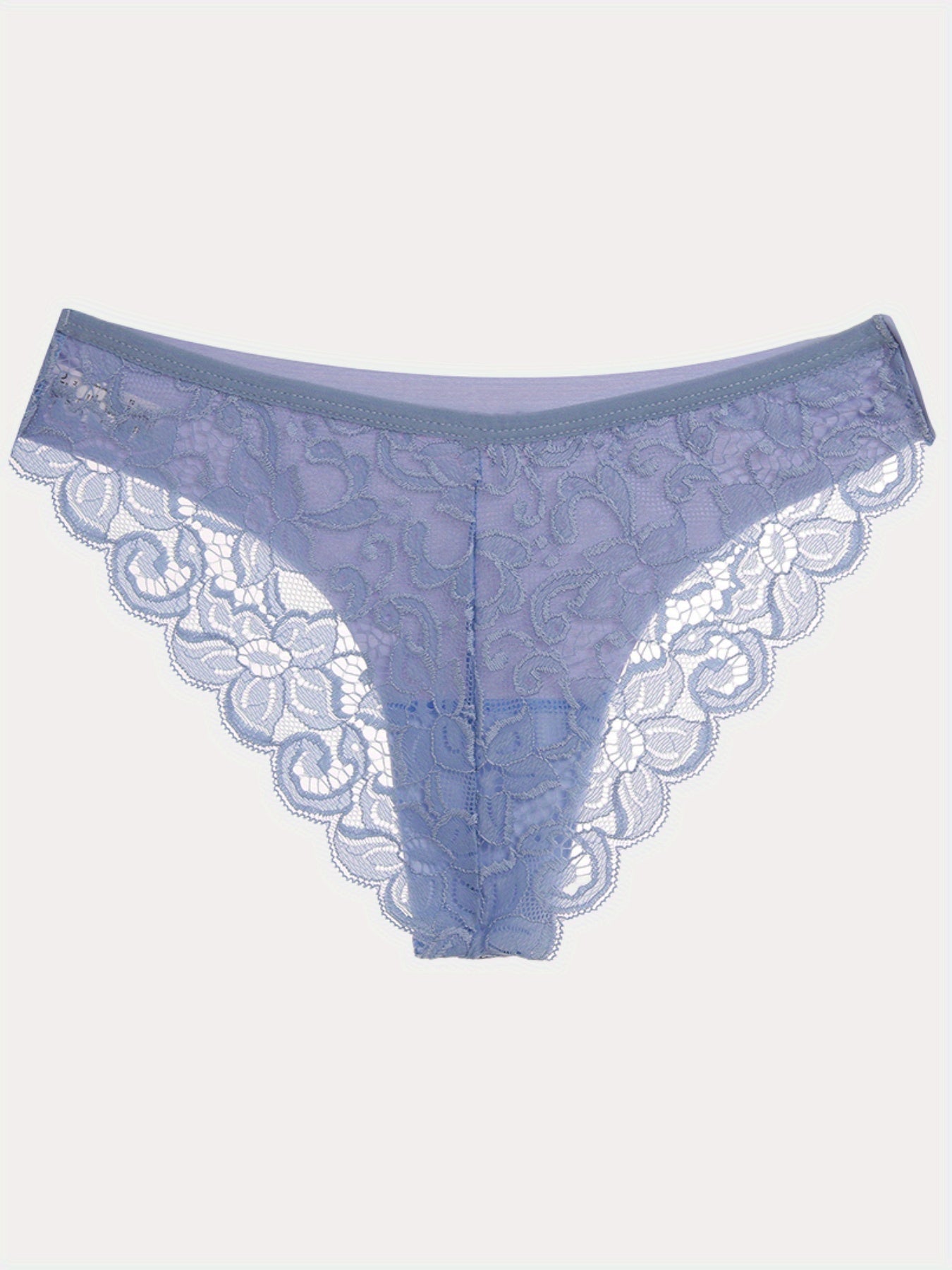 6pcs Contrast Lace Briefs, Comfy & Seamless Scallop Trim Intimates Panties, Women's Lingerie & Underwear