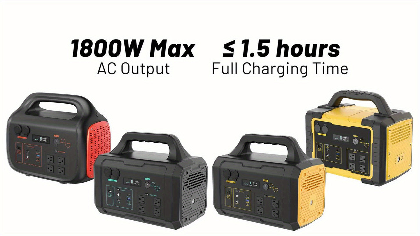 Portable Power Station 1800W with 200W Solar Panel, Solar Generator Backup Battery Power Bank with UPS Function, 1.2 Hour Fast Full Charge, 1024Wh LiFePO4 Battery for Outdoor Camping RV Trip Home Emergency Use