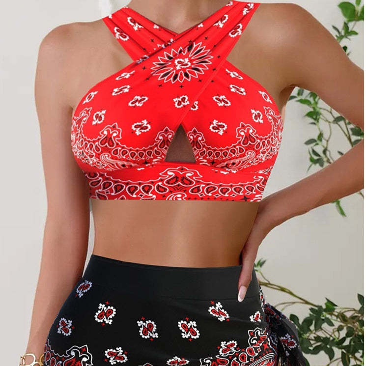 European And American Bikini Summer Conservative Split Swimsuit