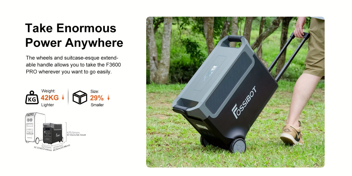 FOSSiBOT F3600 Pro Solar Generator, 3840 Wh LiFePO4 Portable Power Station, 3 X 230 V AC Output 3600 W 7200 W Peak, Storm Generator, Fast Power Storage, Charging, Travel Power Station, Outdoor Road Trips, Christmas, Festival,