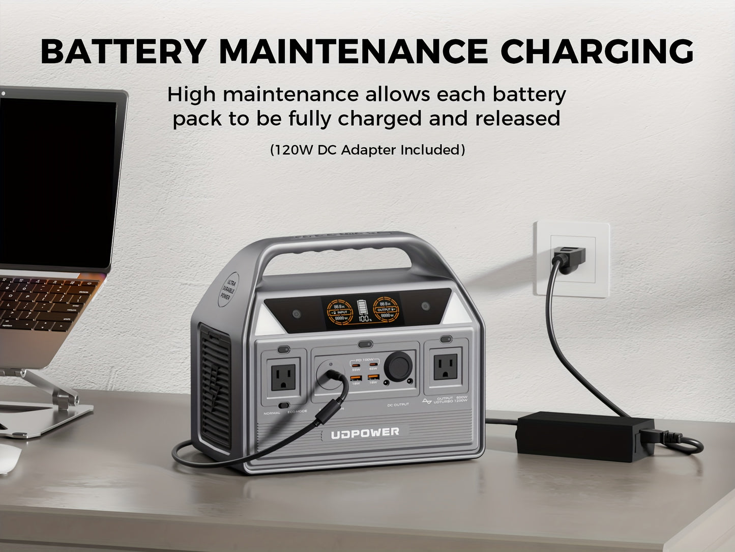 [Portable Power Station] Portable Power Station, 595Wh 600W(Surge 1200W) AC Output, LiFePO4(LFP) Battery, Solar Generator for Outdoor/Camping/Travel/RV, Emergency Power Backup(Grey)