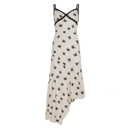 Lace Irregular Dress Slimming Strapless Dress