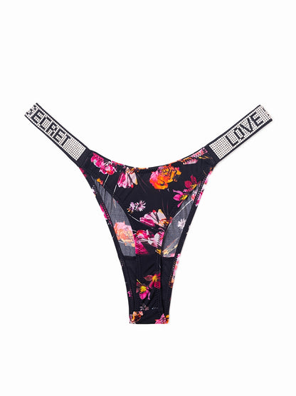 6pcs Rhinestone Letter Low Waist Stretchy Women's Sports Panties, Lingerie & Underwear